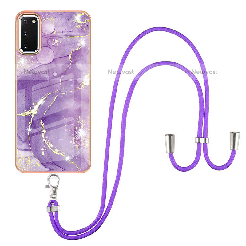 Silicone Candy Rubber Gel Fashionable Pattern Soft Case Cover with Lanyard Strap Y05B for Samsung Galaxy S20