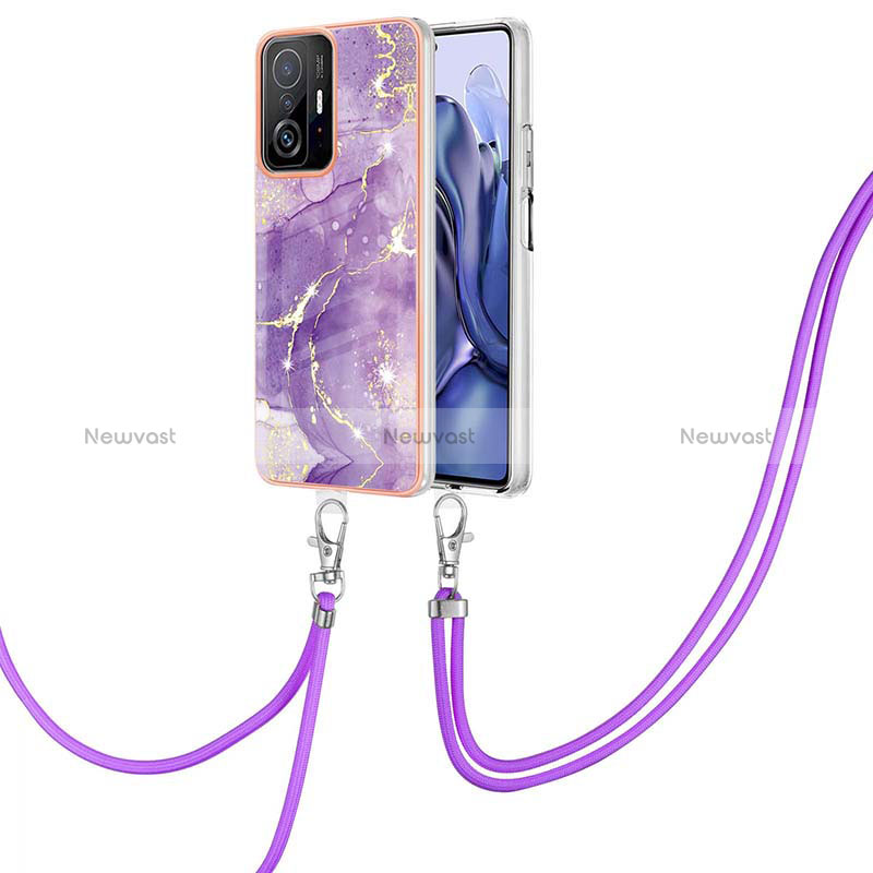 Silicone Candy Rubber Gel Fashionable Pattern Soft Case Cover with Lanyard Strap Y05B for Xiaomi Mi 11T 5G