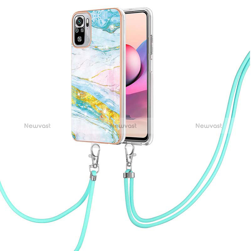 Silicone Candy Rubber Gel Fashionable Pattern Soft Case Cover with Lanyard Strap Y05B for Xiaomi Poco M5S Colorful