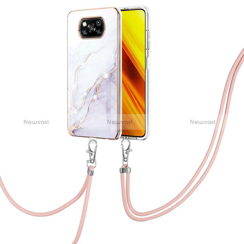 Silicone Candy Rubber Gel Fashionable Pattern Soft Case Cover with Lanyard Strap Y05B for Xiaomi Poco X3 NFC