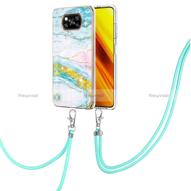 Silicone Candy Rubber Gel Fashionable Pattern Soft Case Cover with Lanyard Strap Y05B for Xiaomi Poco X3 NFC