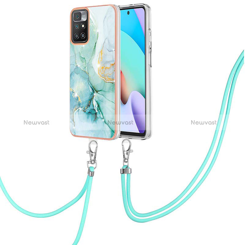 Silicone Candy Rubber Gel Fashionable Pattern Soft Case Cover with Lanyard Strap Y05B for Xiaomi Redmi 10 4G