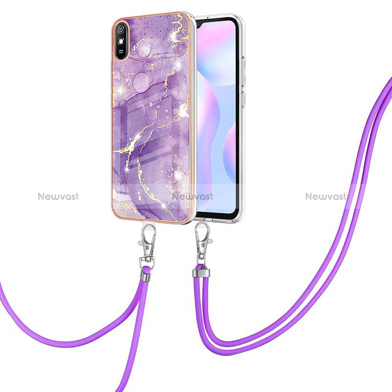 Silicone Candy Rubber Gel Fashionable Pattern Soft Case Cover with Lanyard Strap Y05B for Xiaomi Redmi 9A