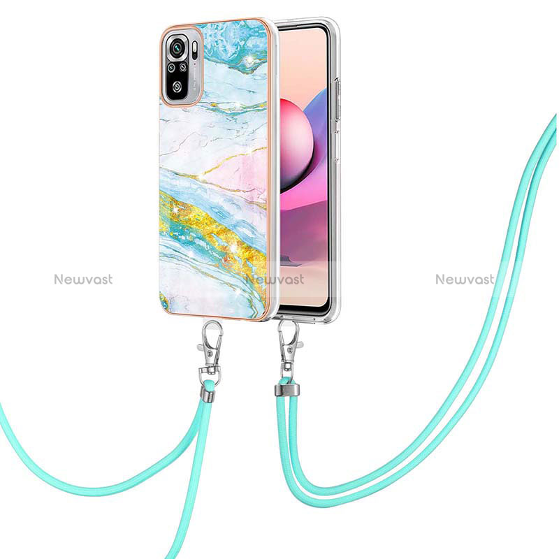 Silicone Candy Rubber Gel Fashionable Pattern Soft Case Cover with Lanyard Strap Y05B for Xiaomi Redmi Note 10 4G