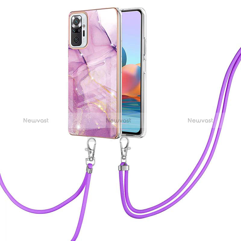 Silicone Candy Rubber Gel Fashionable Pattern Soft Case Cover with Lanyard Strap Y05B for Xiaomi Redmi Note 10 Pro 4G