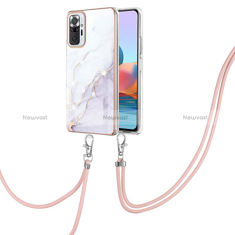Silicone Candy Rubber Gel Fashionable Pattern Soft Case Cover with Lanyard Strap Y05B for Xiaomi Redmi Note 10 Pro 4G