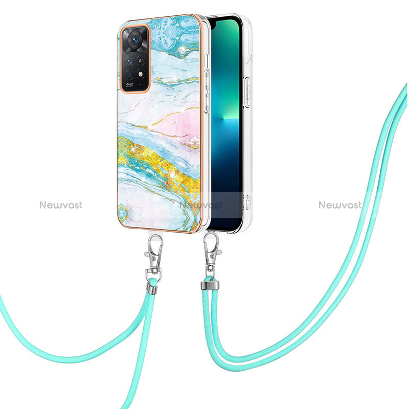 Silicone Candy Rubber Gel Fashionable Pattern Soft Case Cover with Lanyard Strap Y05B for Xiaomi Redmi Note 11 4G (2022) Colorful