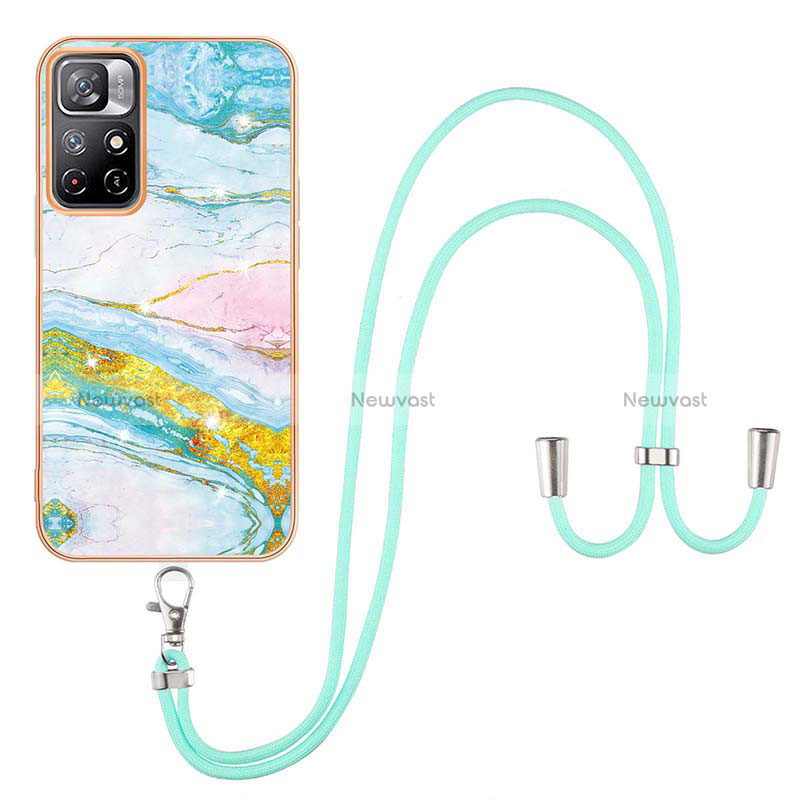 Silicone Candy Rubber Gel Fashionable Pattern Soft Case Cover with Lanyard Strap Y05B for Xiaomi Redmi Note 11 5G