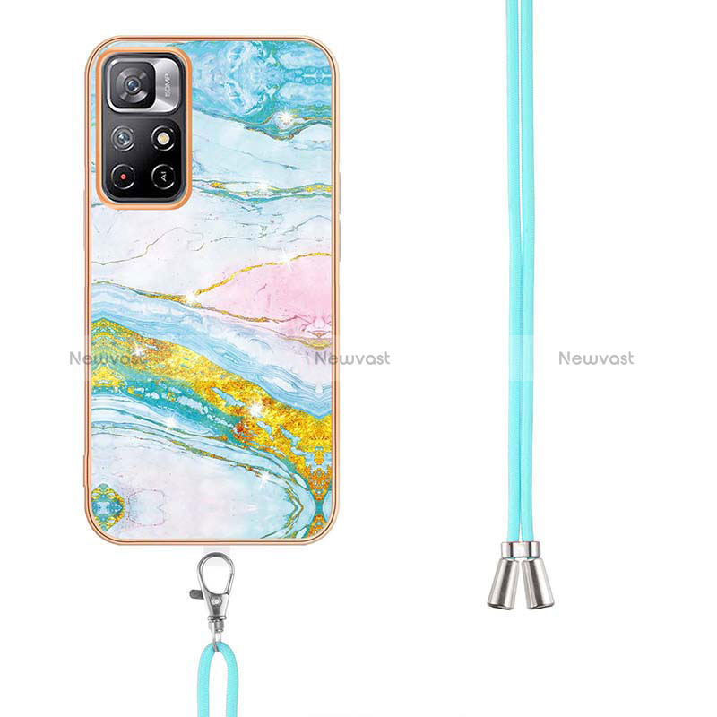 Silicone Candy Rubber Gel Fashionable Pattern Soft Case Cover with Lanyard Strap Y05B for Xiaomi Redmi Note 11 5G