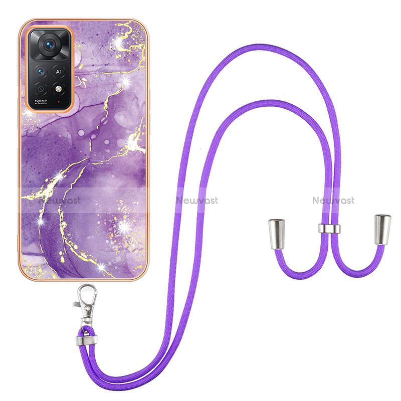 Silicone Candy Rubber Gel Fashionable Pattern Soft Case Cover with Lanyard Strap Y05B for Xiaomi Redmi Note 11 Pro 4G