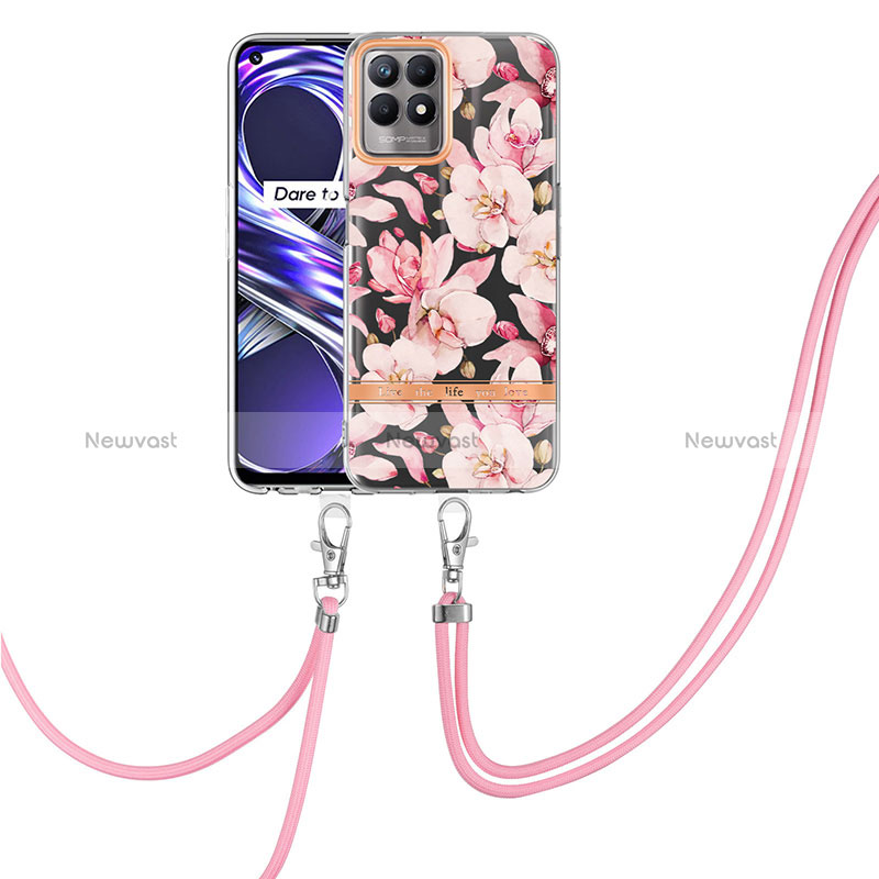 Silicone Candy Rubber Gel Fashionable Pattern Soft Case Cover with Lanyard Strap Y06B for Realme 8i