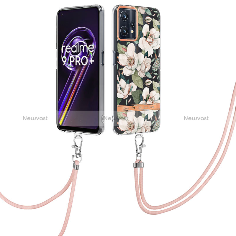 Silicone Candy Rubber Gel Fashionable Pattern Soft Case Cover with Lanyard Strap Y06B for Realme 9 4G