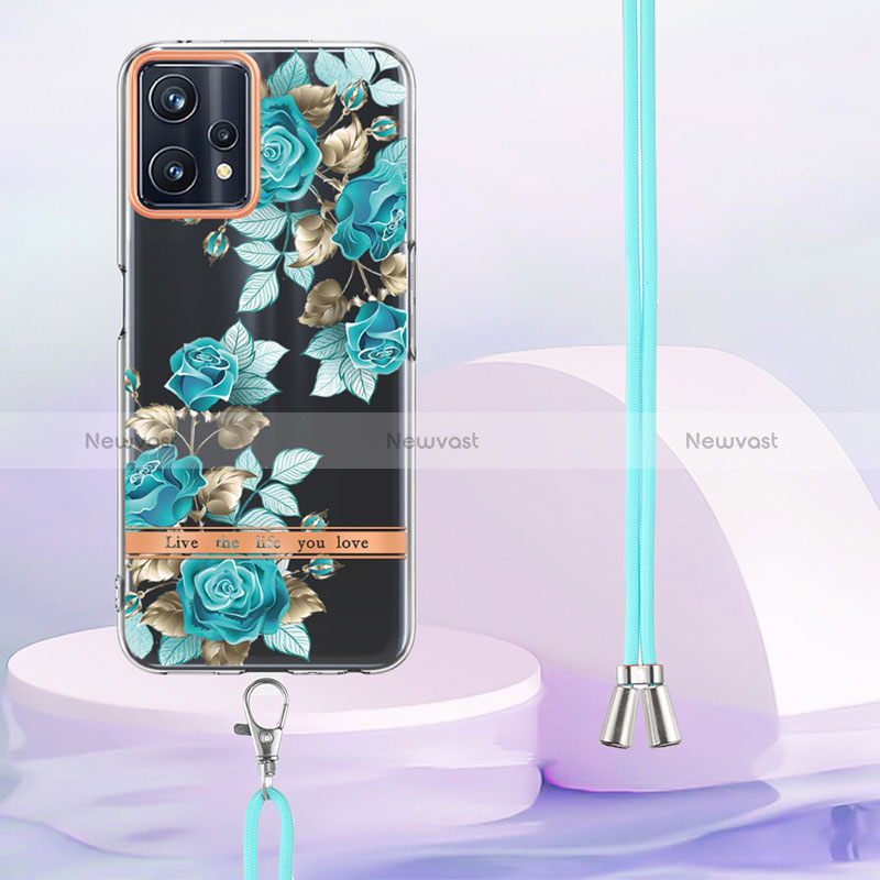 Silicone Candy Rubber Gel Fashionable Pattern Soft Case Cover with Lanyard Strap Y06B for Realme 9 Pro 5G