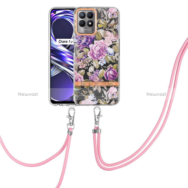 Silicone Candy Rubber Gel Fashionable Pattern Soft Case Cover with Lanyard Strap Y06B for Realme Narzo 50 4G