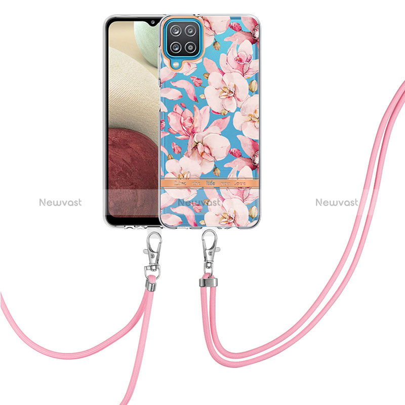 Silicone Candy Rubber Gel Fashionable Pattern Soft Case Cover with Lanyard Strap Y06B for Samsung Galaxy A12 5G