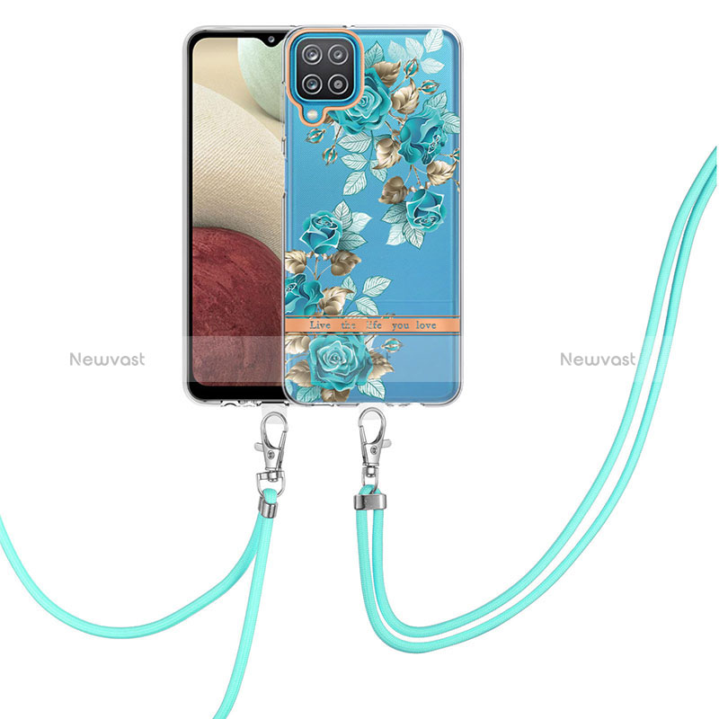 Silicone Candy Rubber Gel Fashionable Pattern Soft Case Cover with Lanyard Strap Y06B for Samsung Galaxy A12 5G