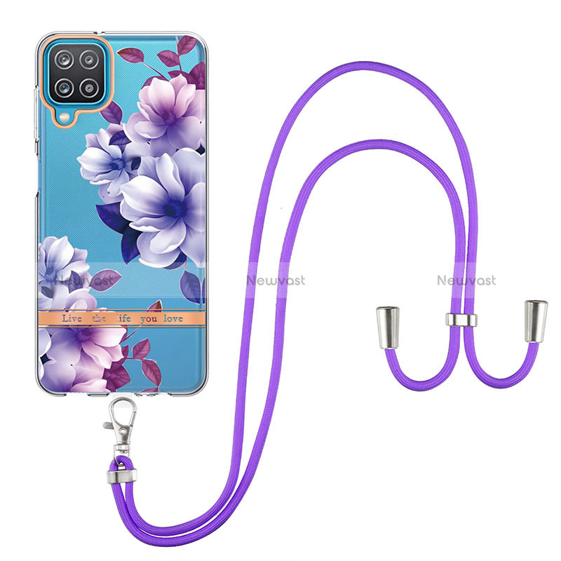 Silicone Candy Rubber Gel Fashionable Pattern Soft Case Cover with Lanyard Strap Y06B for Samsung Galaxy A12 5G