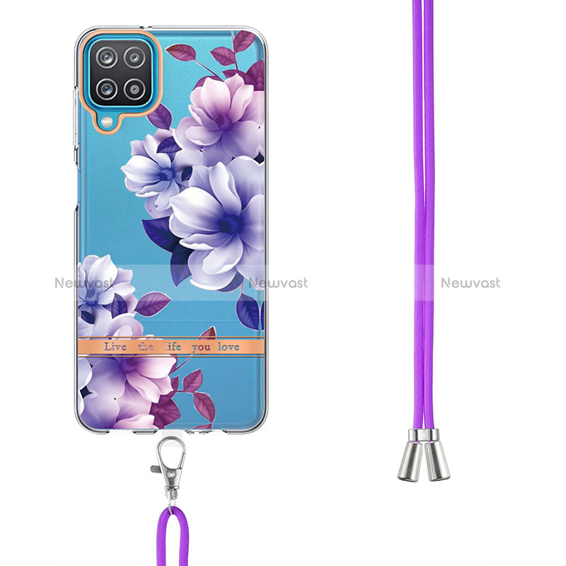 Silicone Candy Rubber Gel Fashionable Pattern Soft Case Cover with Lanyard Strap Y06B for Samsung Galaxy A12 5G