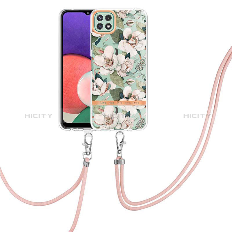 Silicone Candy Rubber Gel Fashionable Pattern Soft Case Cover with Lanyard Strap Y06B for Samsung Galaxy F42 5G