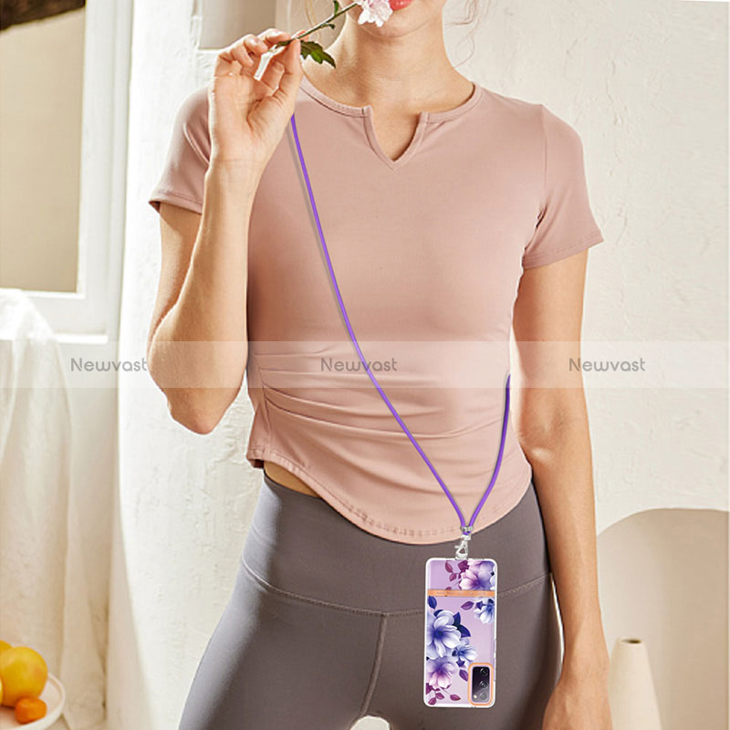 Silicone Candy Rubber Gel Fashionable Pattern Soft Case Cover with Lanyard Strap Y06B for Samsung Galaxy S20 FE 5G