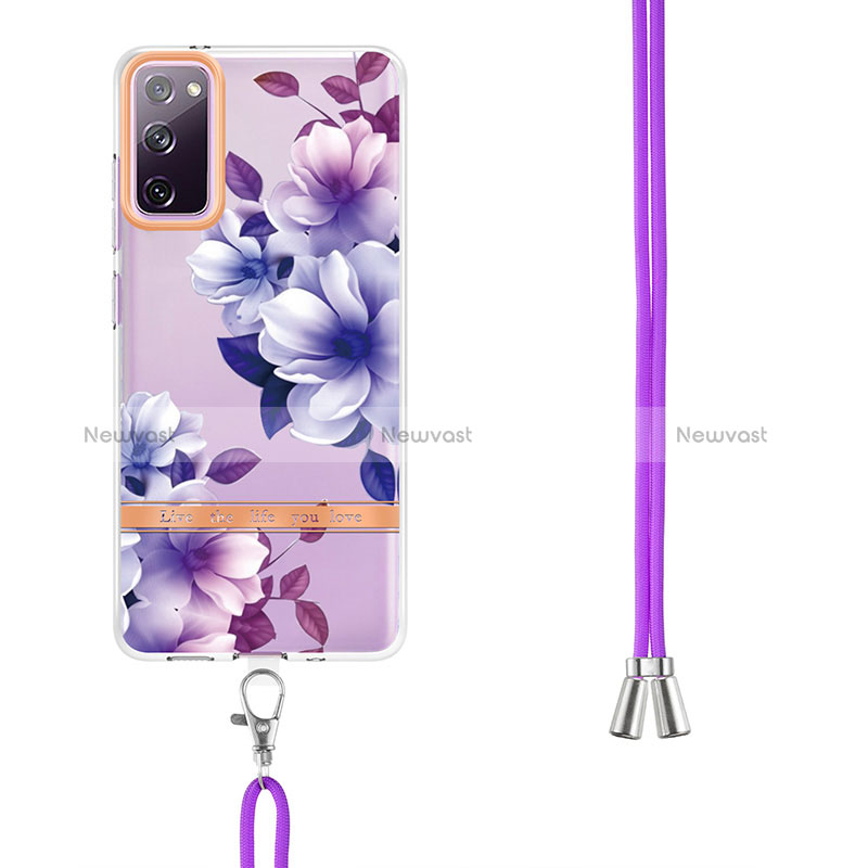 Silicone Candy Rubber Gel Fashionable Pattern Soft Case Cover with Lanyard Strap Y06B for Samsung Galaxy S20 Lite 5G