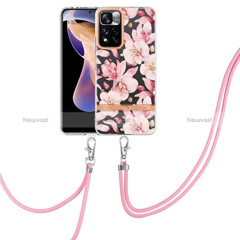 Silicone Candy Rubber Gel Fashionable Pattern Soft Case Cover with Lanyard Strap Y06B for Xiaomi Mi 11i 5G (2022) Pink