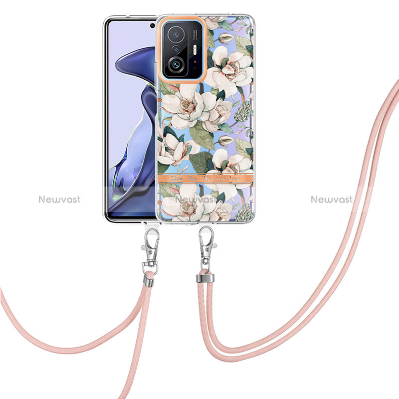 Silicone Candy Rubber Gel Fashionable Pattern Soft Case Cover with Lanyard Strap Y06B for Xiaomi Mi 11T 5G White