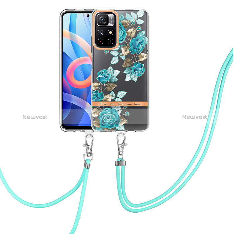 Silicone Candy Rubber Gel Fashionable Pattern Soft Case Cover with Lanyard Strap Y06B for Xiaomi Poco M4 Pro 5G