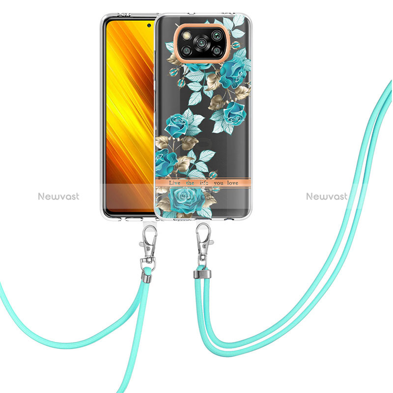 Silicone Candy Rubber Gel Fashionable Pattern Soft Case Cover with Lanyard Strap Y06B for Xiaomi Poco X3 Pro