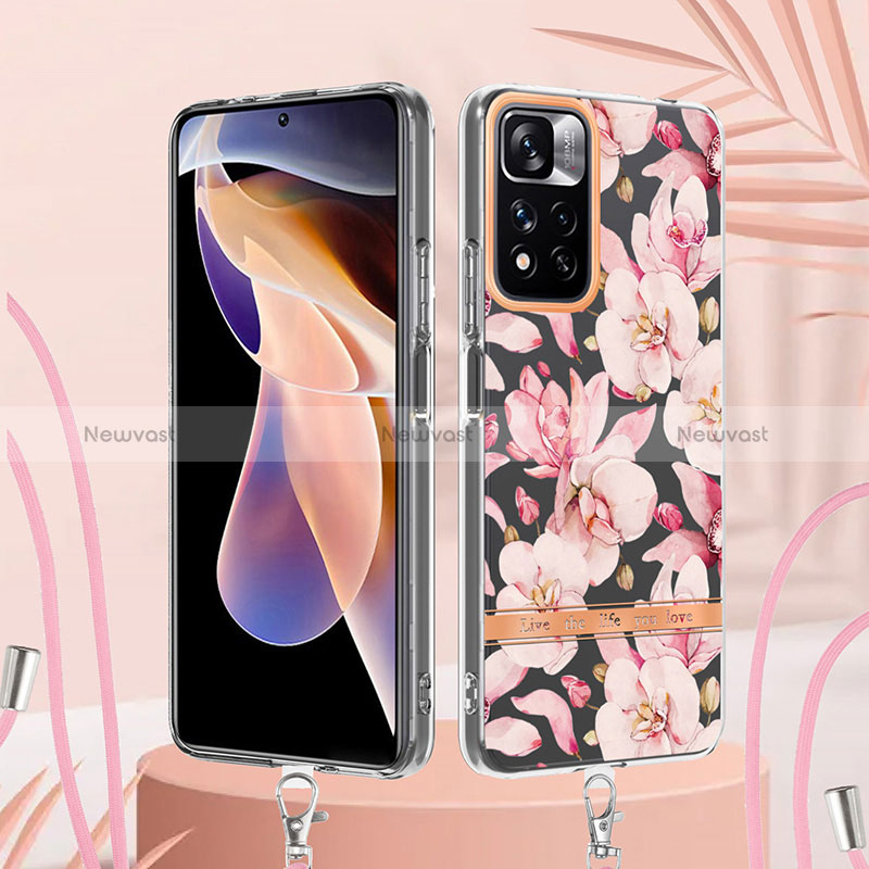 Silicone Candy Rubber Gel Fashionable Pattern Soft Case Cover with Lanyard Strap Y06B for Xiaomi Poco X4 NFC