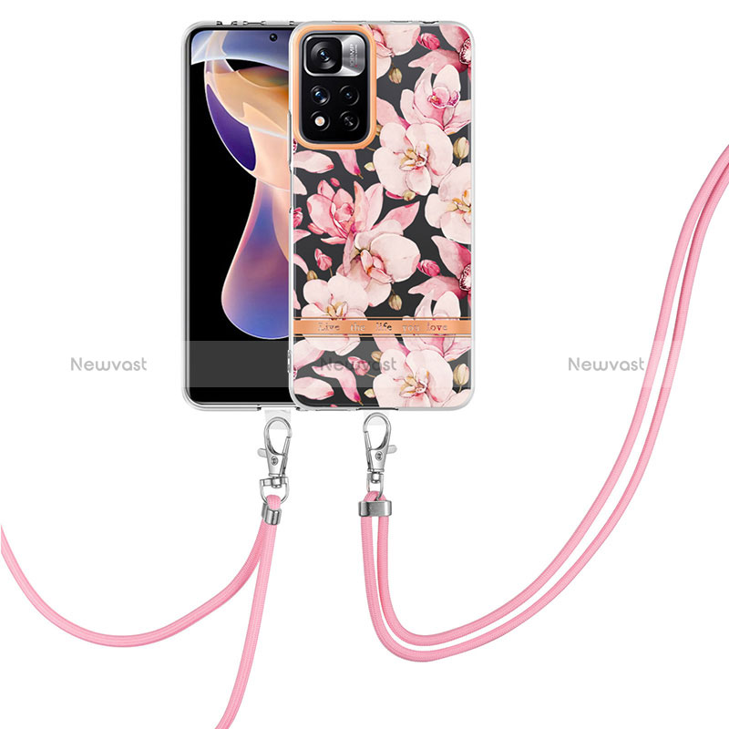 Silicone Candy Rubber Gel Fashionable Pattern Soft Case Cover with Lanyard Strap Y06B for Xiaomi Poco X4 NFC