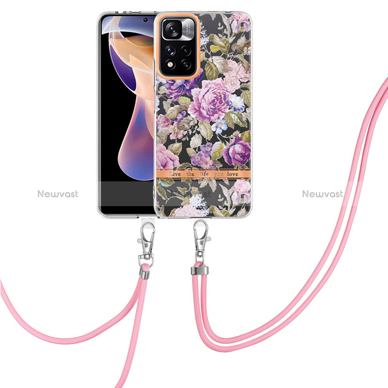 Silicone Candy Rubber Gel Fashionable Pattern Soft Case Cover with Lanyard Strap Y06B for Xiaomi Poco X4 NFC