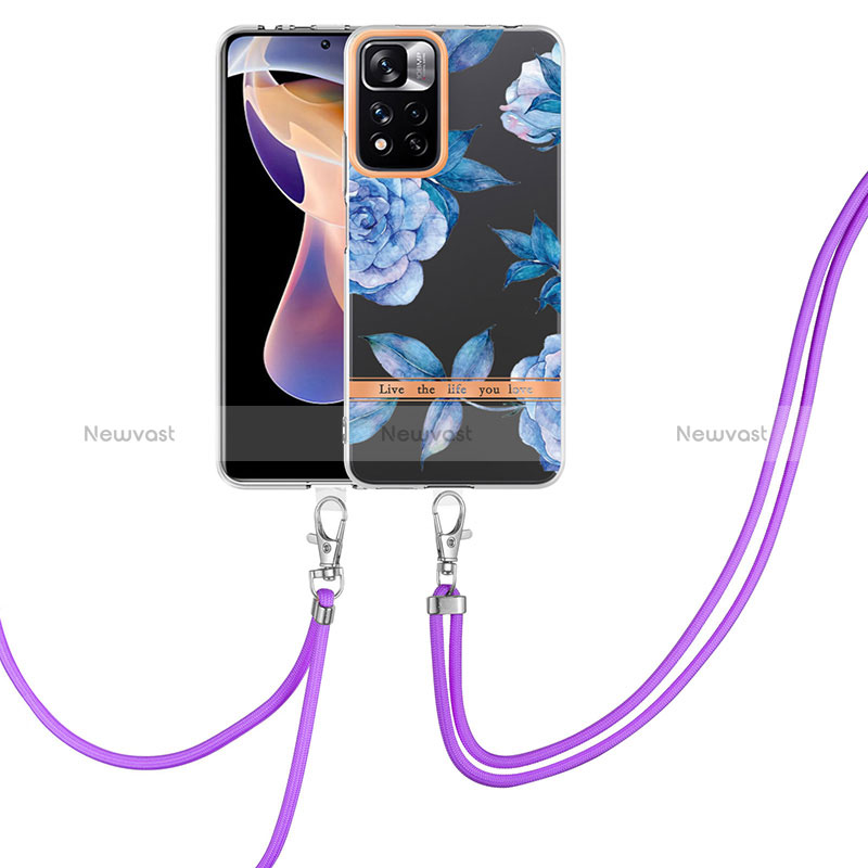 Silicone Candy Rubber Gel Fashionable Pattern Soft Case Cover with Lanyard Strap Y06B for Xiaomi Poco X4 NFC