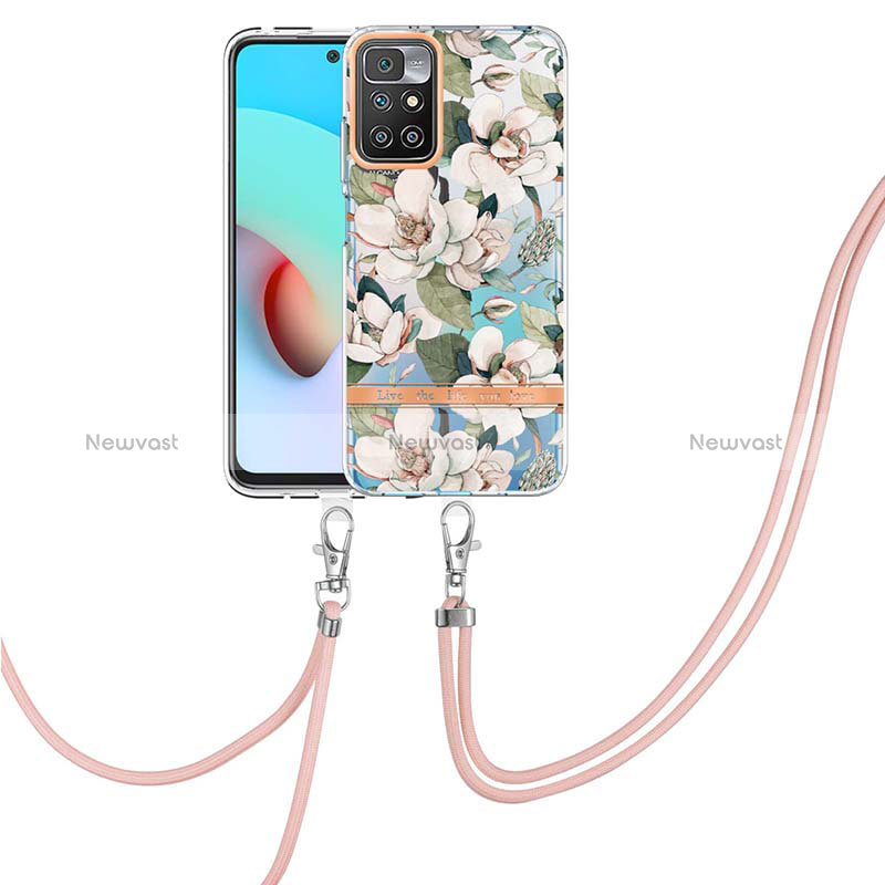 Silicone Candy Rubber Gel Fashionable Pattern Soft Case Cover with Lanyard Strap Y06B for Xiaomi Redmi 10 (2022)