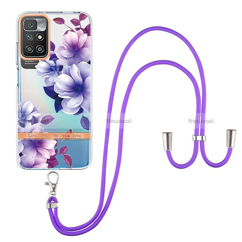 Silicone Candy Rubber Gel Fashionable Pattern Soft Case Cover with Lanyard Strap Y06B for Xiaomi Redmi 10 (2022)