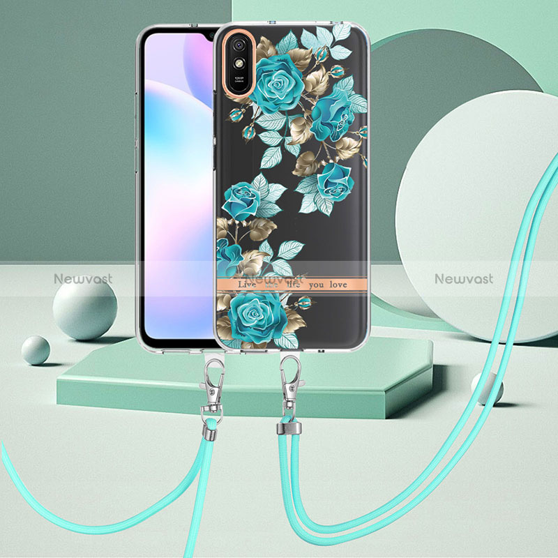 Silicone Candy Rubber Gel Fashionable Pattern Soft Case Cover with Lanyard Strap Y06B for Xiaomi Redmi 9i