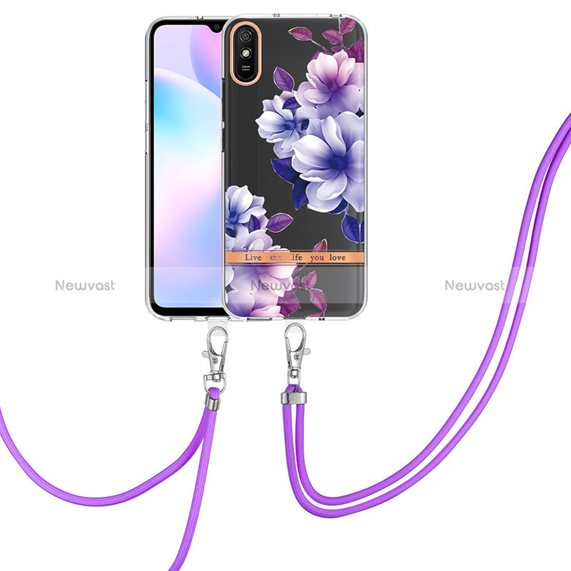 Silicone Candy Rubber Gel Fashionable Pattern Soft Case Cover with Lanyard Strap Y06B for Xiaomi Redmi 9i