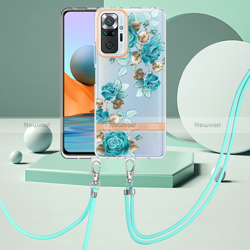 Silicone Candy Rubber Gel Fashionable Pattern Soft Case Cover with Lanyard Strap Y06B for Xiaomi Redmi Note 10 Pro 4G