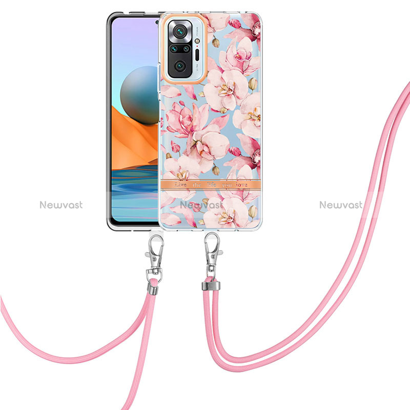 Silicone Candy Rubber Gel Fashionable Pattern Soft Case Cover with Lanyard Strap Y06B for Xiaomi Redmi Note 10 Pro 4G