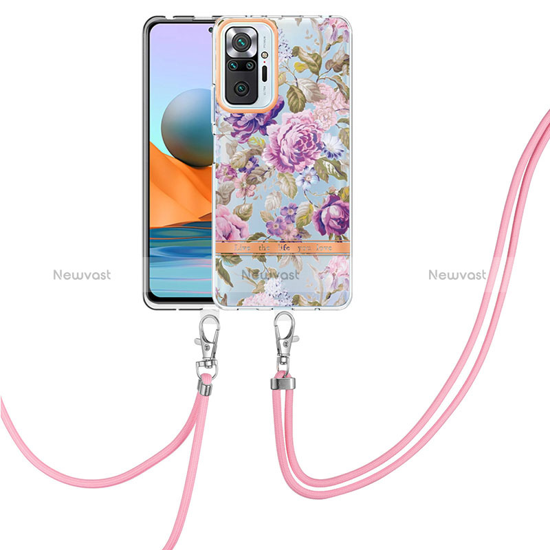 Silicone Candy Rubber Gel Fashionable Pattern Soft Case Cover with Lanyard Strap Y06B for Xiaomi Redmi Note 10 Pro 4G