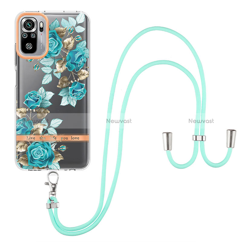 Silicone Candy Rubber Gel Fashionable Pattern Soft Case Cover with Lanyard Strap Y06B for Xiaomi Redmi Note 10S 4G