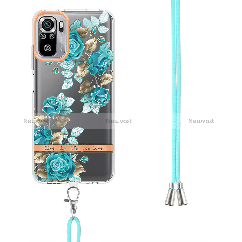 Silicone Candy Rubber Gel Fashionable Pattern Soft Case Cover with Lanyard Strap Y06B for Xiaomi Redmi Note 10S 4G