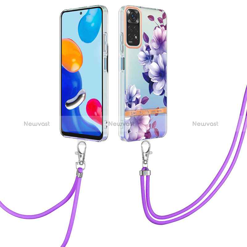 Silicone Candy Rubber Gel Fashionable Pattern Soft Case Cover with Lanyard Strap Y06B for Xiaomi Redmi Note 11 4G (2022)