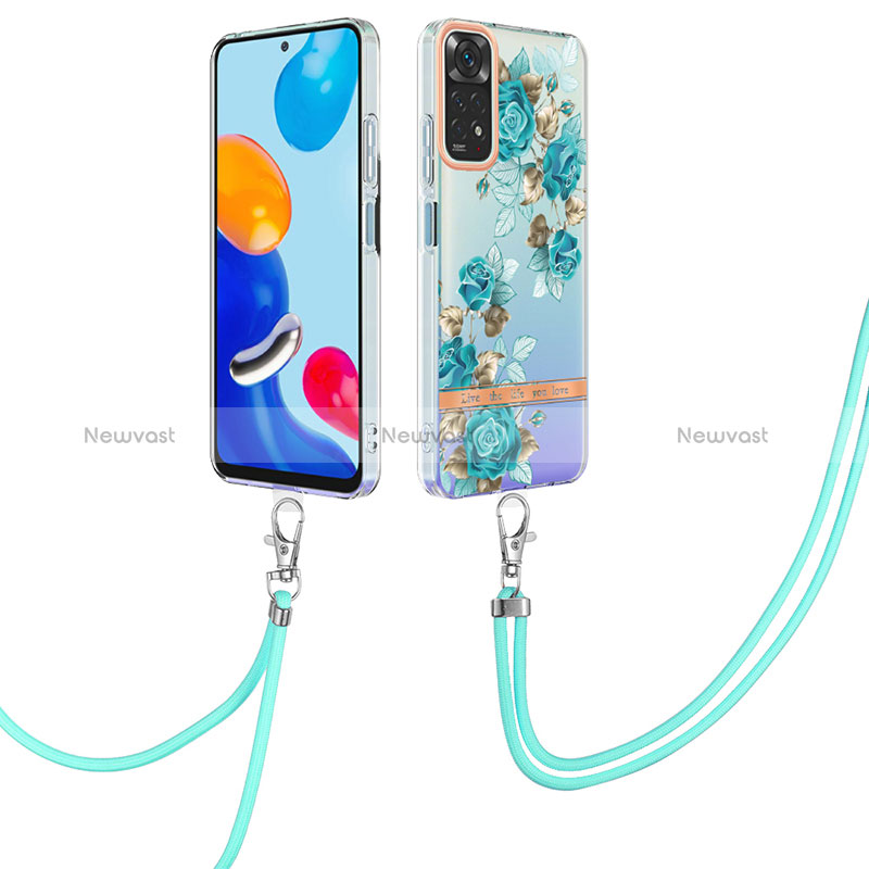 Silicone Candy Rubber Gel Fashionable Pattern Soft Case Cover with Lanyard Strap Y06B for Xiaomi Redmi Note 11 4G (2022)