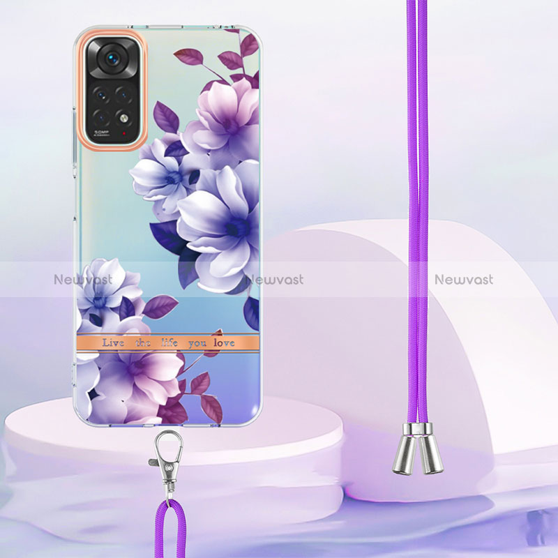 Silicone Candy Rubber Gel Fashionable Pattern Soft Case Cover with Lanyard Strap Y06B for Xiaomi Redmi Note 11 4G (2022)