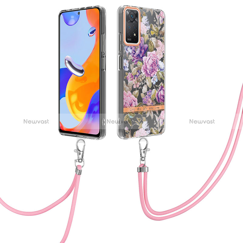 Silicone Candy Rubber Gel Fashionable Pattern Soft Case Cover with Lanyard Strap Y06B for Xiaomi Redmi Note 11 Pro 4G