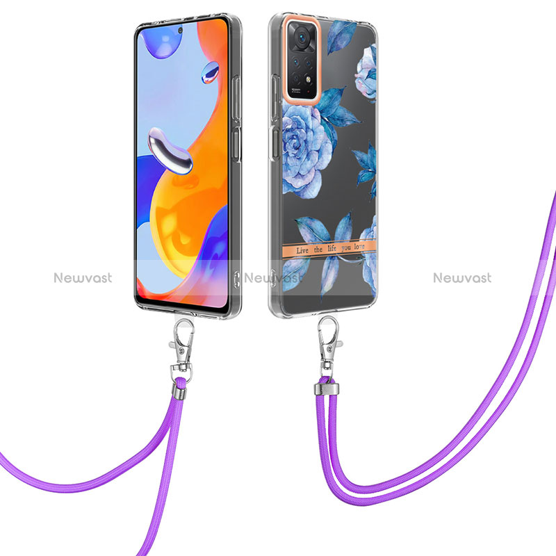 Silicone Candy Rubber Gel Fashionable Pattern Soft Case Cover with Lanyard Strap Y06B for Xiaomi Redmi Note 11 Pro 4G