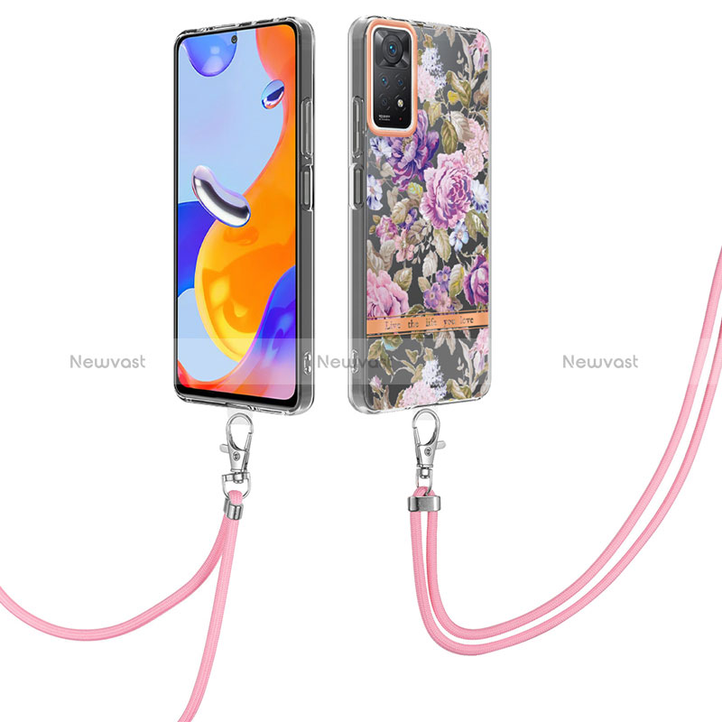 Silicone Candy Rubber Gel Fashionable Pattern Soft Case Cover with Lanyard Strap Y06B for Xiaomi Redmi Note 11 Pro 5G