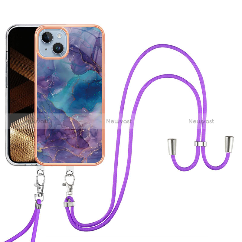 Silicone Candy Rubber Gel Fashionable Pattern Soft Case Cover with Lanyard Strap Y07B for Apple iPhone 13