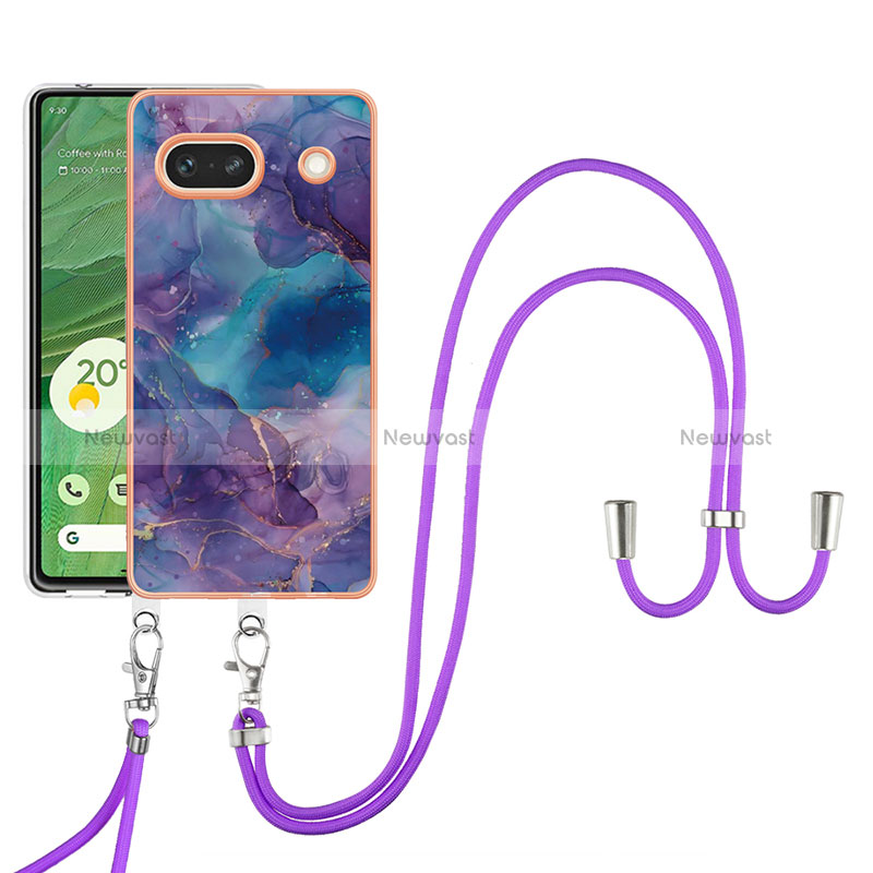 Silicone Candy Rubber Gel Fashionable Pattern Soft Case Cover with Lanyard Strap Y07B for Google Pixel 7a 5G